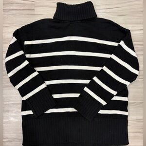 Black & White Striped Turtleneck Sweater